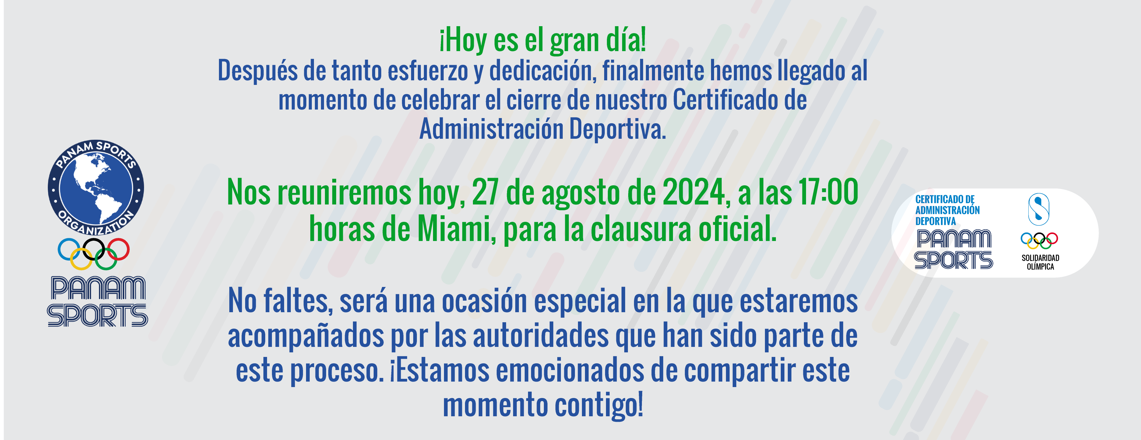 Clausura Certificado de administración deportiva 